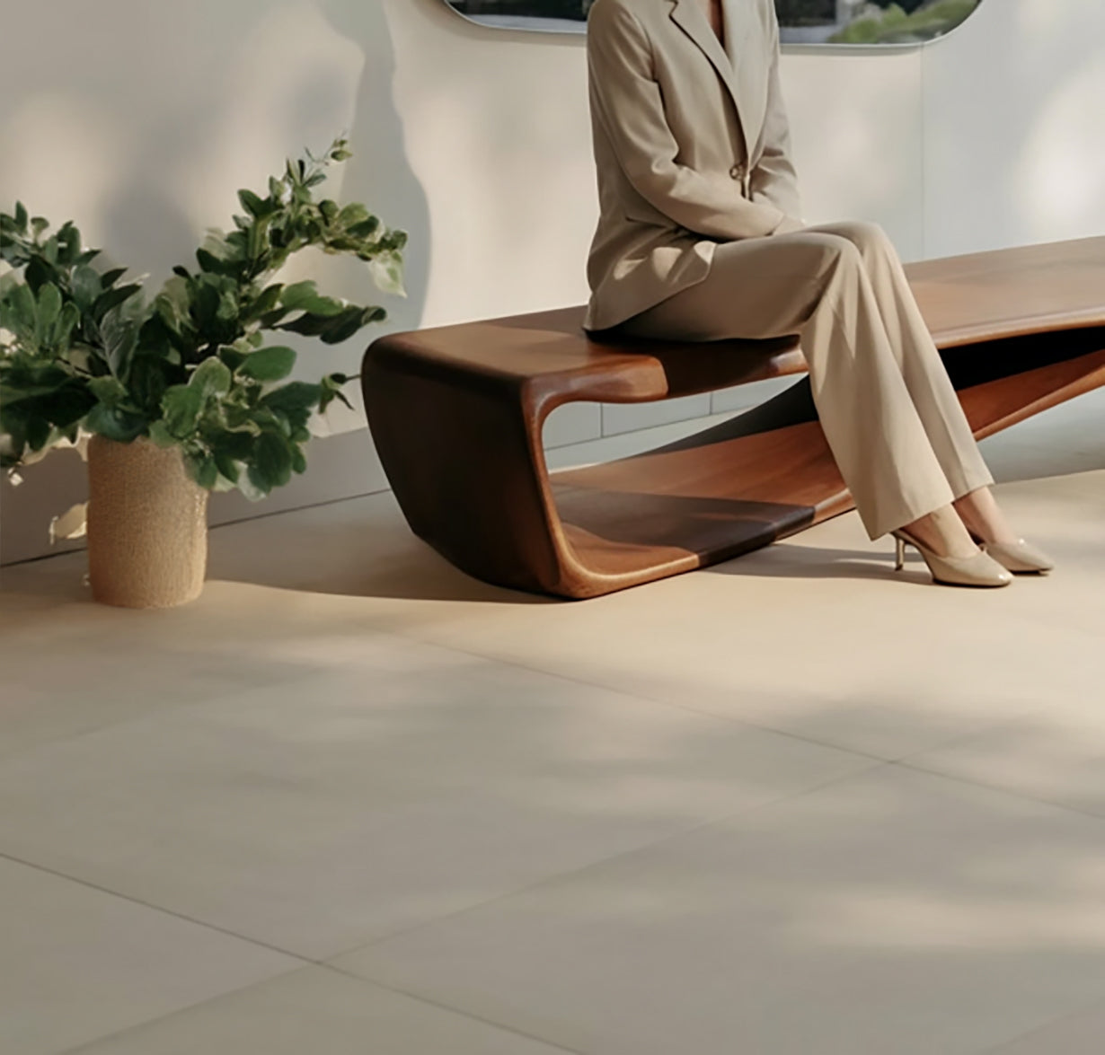 Contemporary Sculptural Bench with Flowing Curved Design β Minimalist Accent