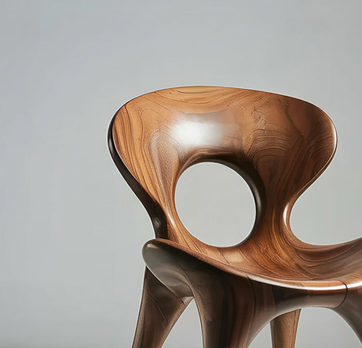 Artistic Sculptural Wooden Chair – Handcrafted Solid Wood Design Chair