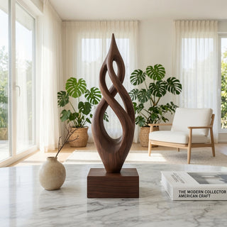 Abstract wooden sculpture handcrafted from solid wood