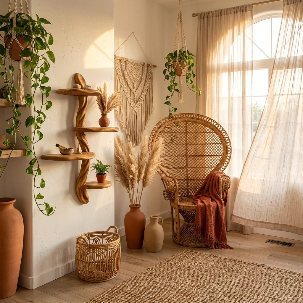 Braided Trunk Mushroom Wall Shelf with 4 Wavy Rim Platforms - Handcrafted Solid Wood Sculptural Floating Shelf with Intertwined Double Stem - Ashdeco 2026