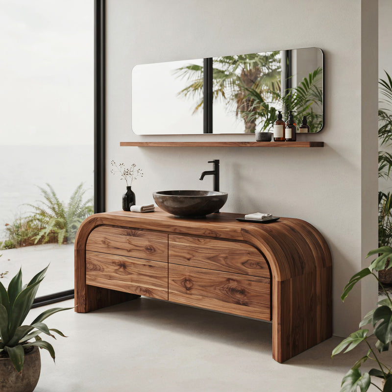 Freestanding four-drawer washstand in solid wood