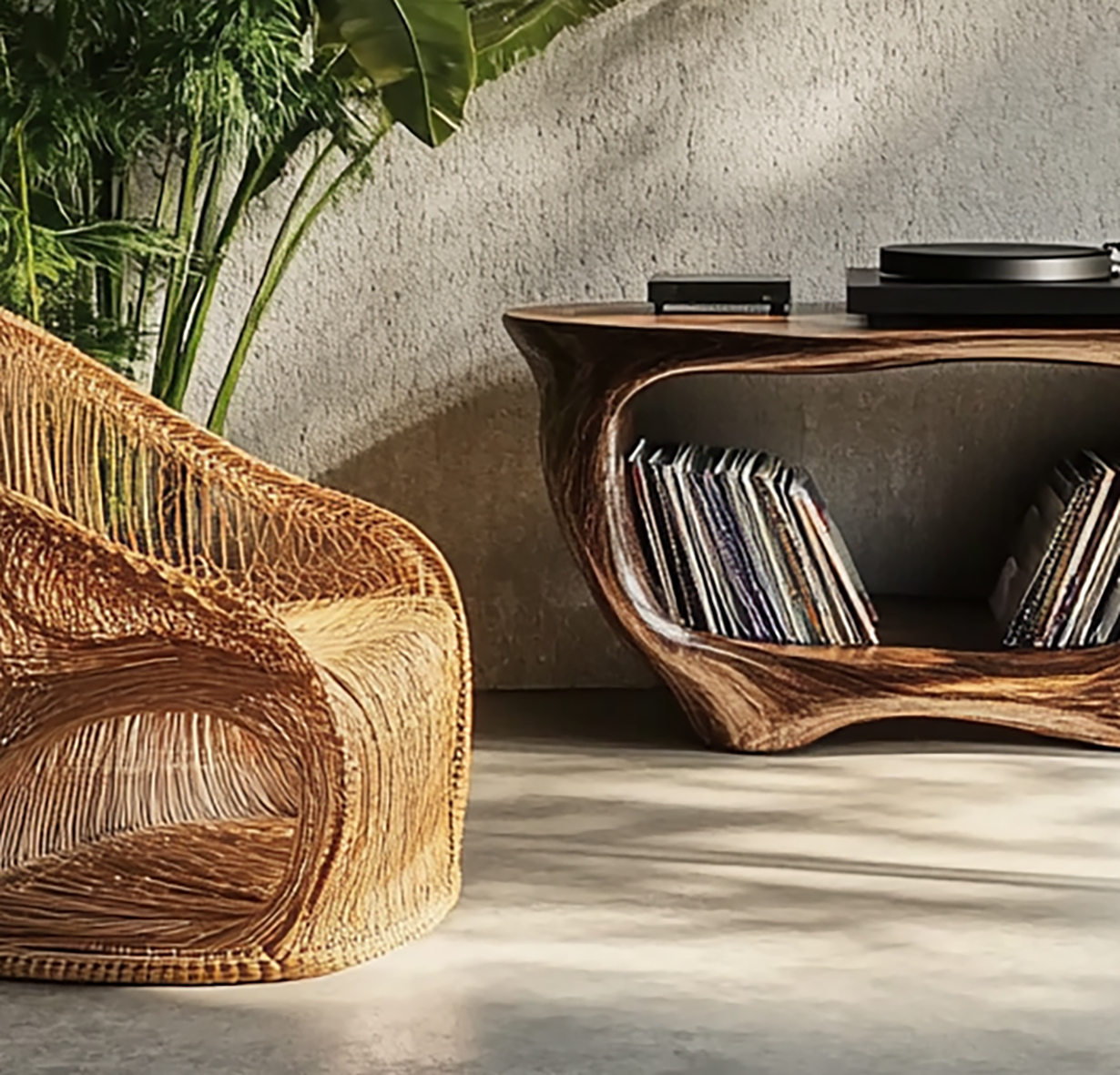 Rustic record stand for turntable and vinyl collection