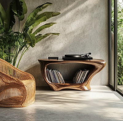 Farmhouse Style Record Stand For Entryway Design