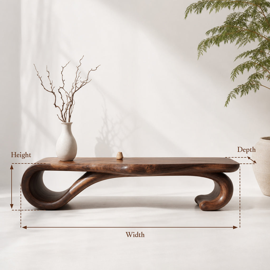 Handcrafted Walnut Bench – Organic Sculptural Mid-Century Design