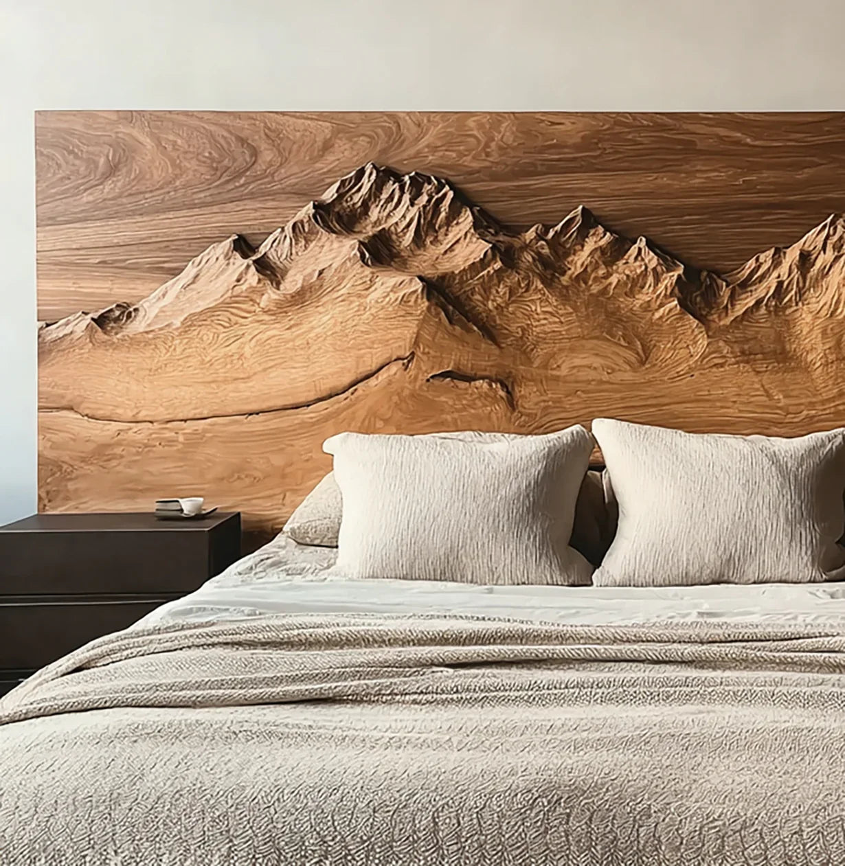 Cabin style headboard for cozy bedroom interior