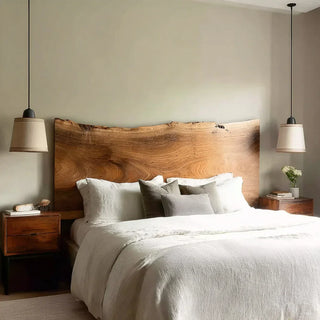 Artisan live edge headboard with natural wood design