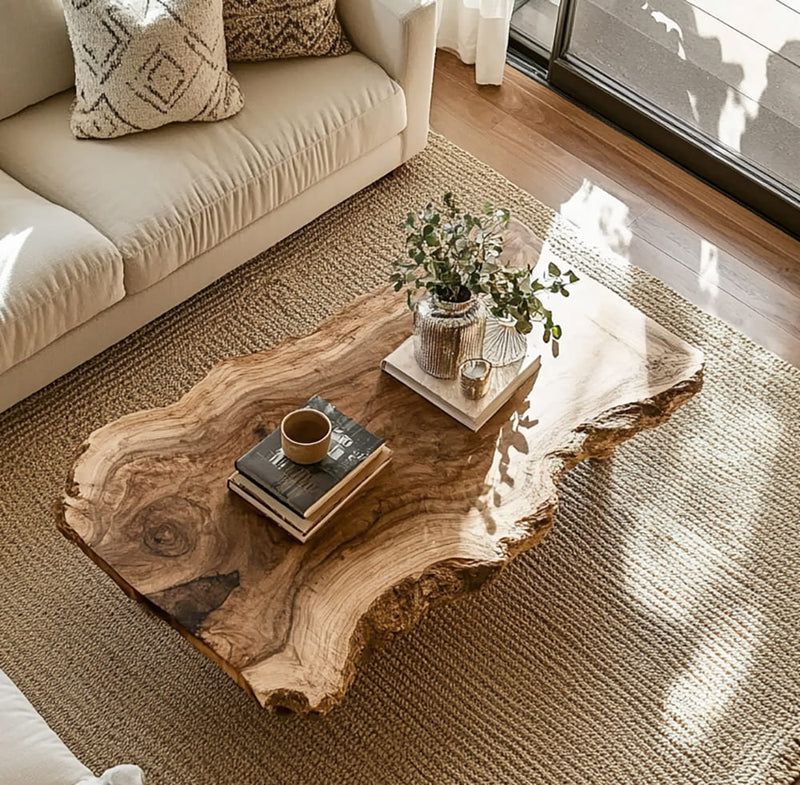 Irregular Freeform Live Edge Solid Wood Coffee Table
