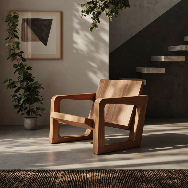 Mid-century chaise longue handcrafted from premium solid wood with upholstered seating