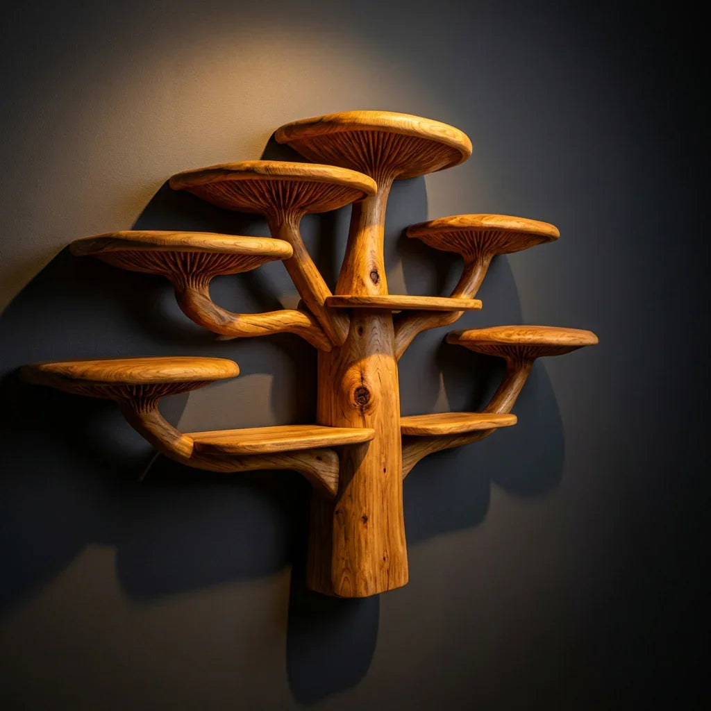 Mushroom Tree Wall Bookshelf With Spreading Branch Cap Shelves - Ashdeco 2026