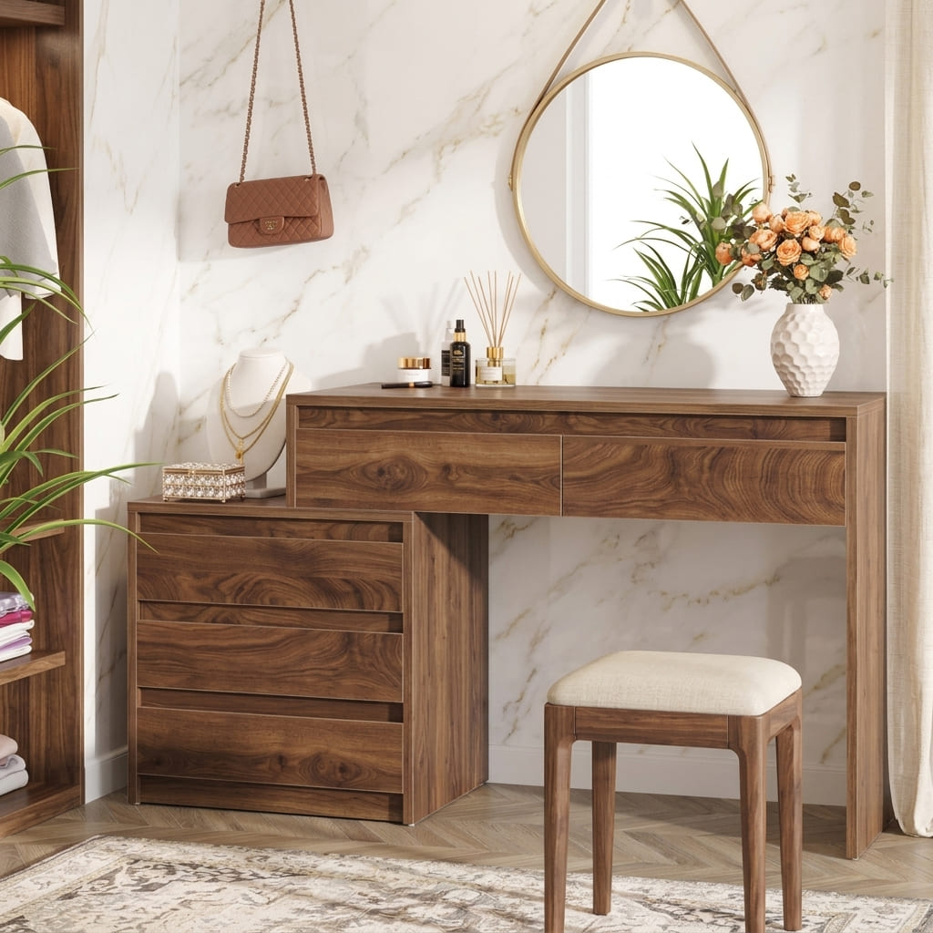 Contemporary dressing table in handcrafted wood