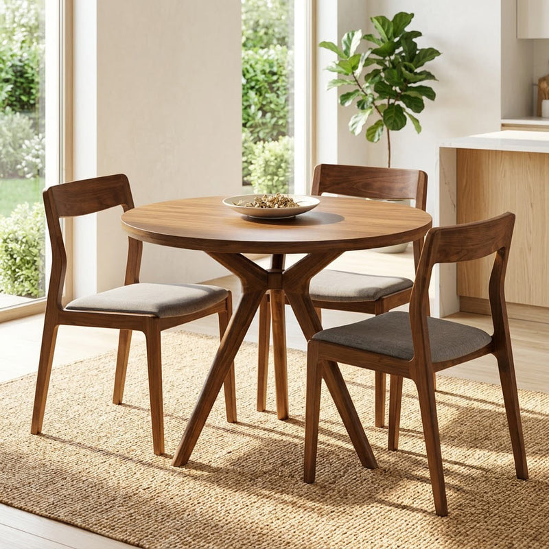 Contemporary round dining table in solid wood