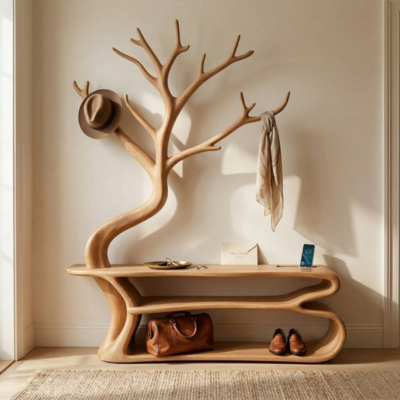 Rustic Tree coat Rack Bedroom Closet Organizer Storage