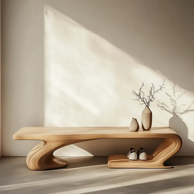 Solid wood narrow shoe rack bench for entryway storage