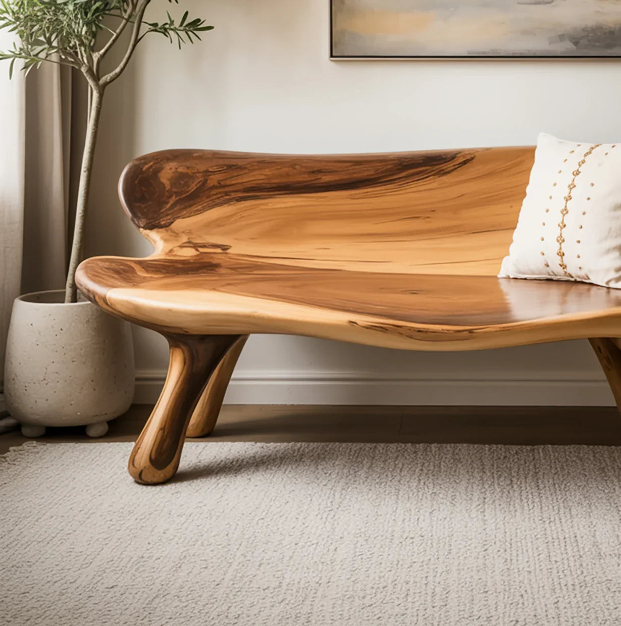 Solid wood bench designed for durability and everyday home use