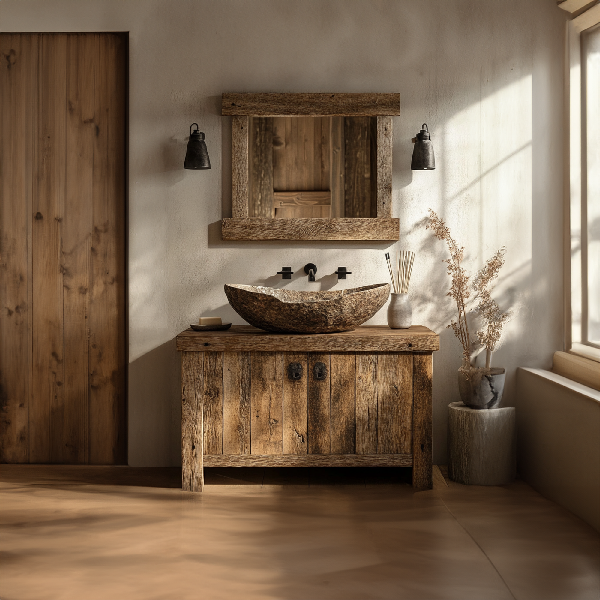 Bathroom Rustic Vanity Reclaimed Wood Home Decor Christmas Gift SINLBRV027