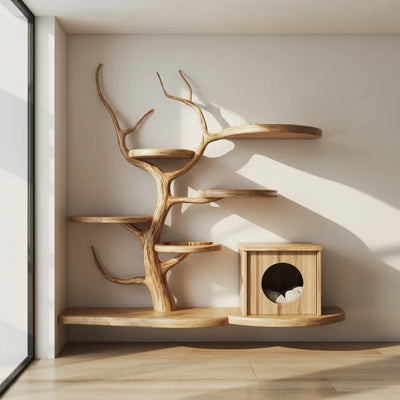 Midcentury Wooden Tree Cat Climbing Furniture Home