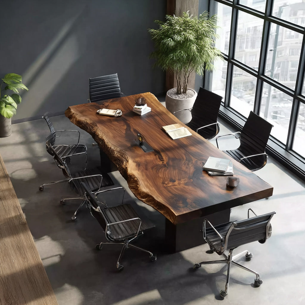 Live Edge Solid Wood Conference Table ā Handmade Natural Wood Office Table