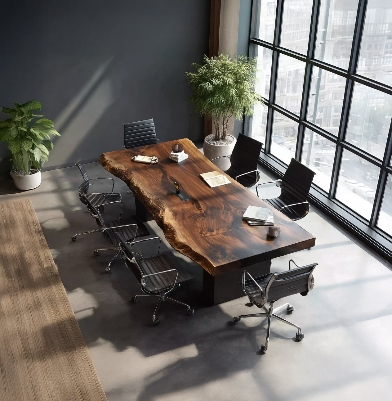 Live Edge Solid Wood Conference Table ā Handmade Natural Wood Office Table