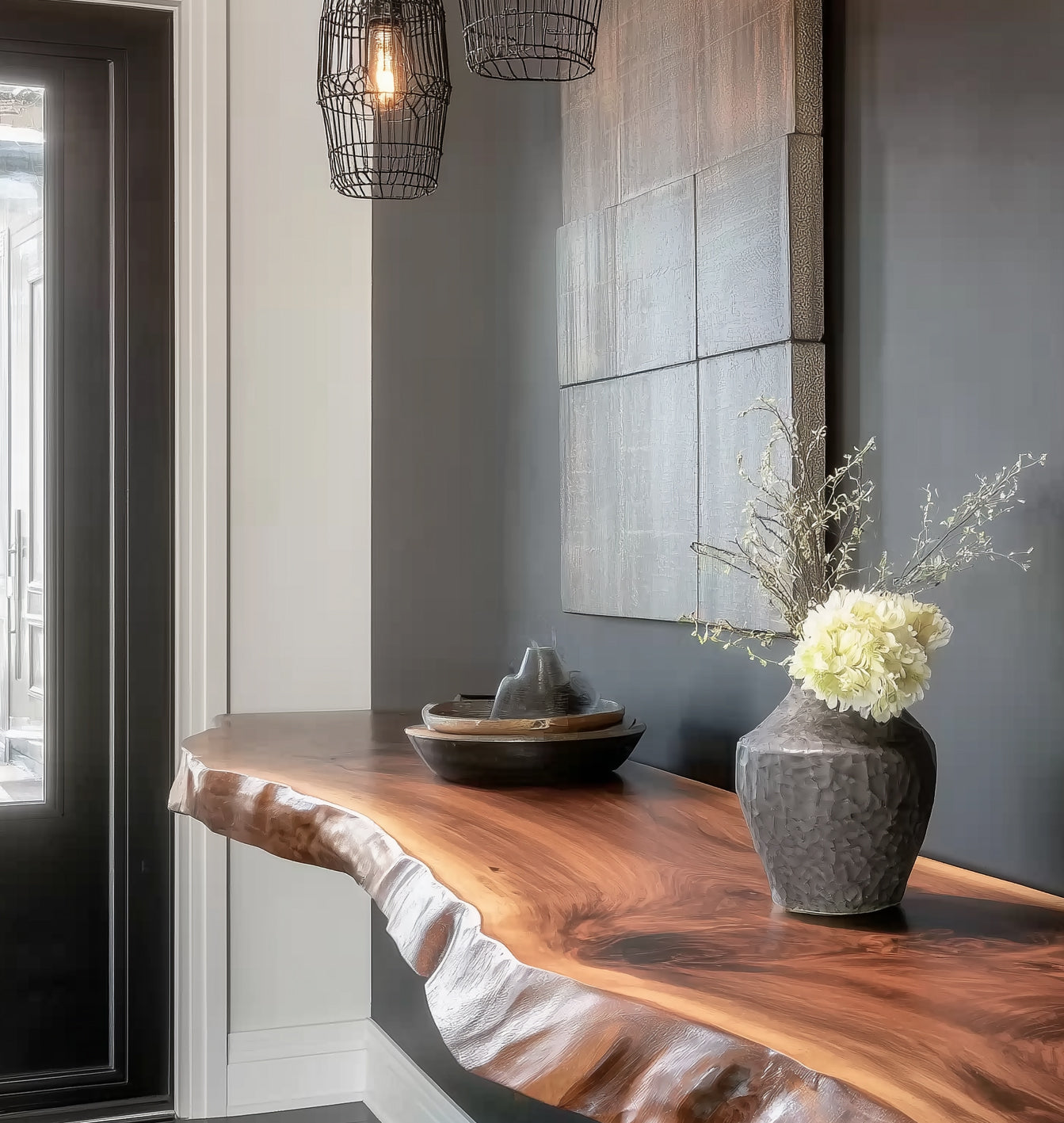 Floating Corner Wall Shelf – Custom Live Edge Long Floating Display Shelf