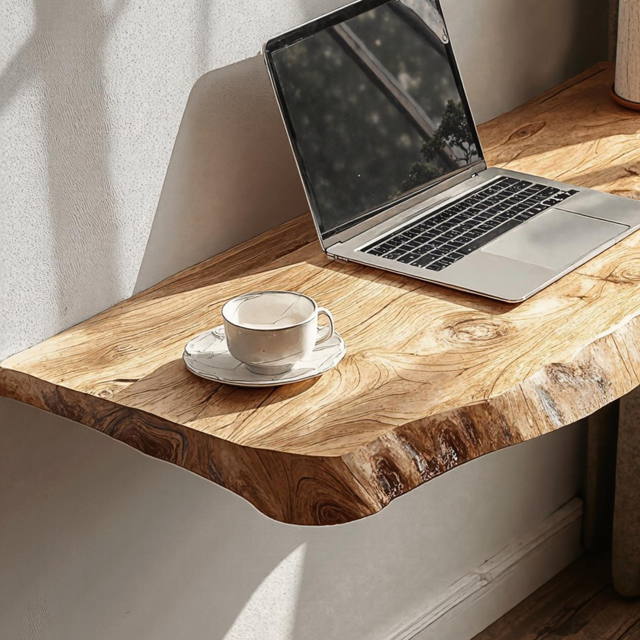 Rustic Wooden Floating Table For Serene Bedroom Inspiration SILDTFLD034