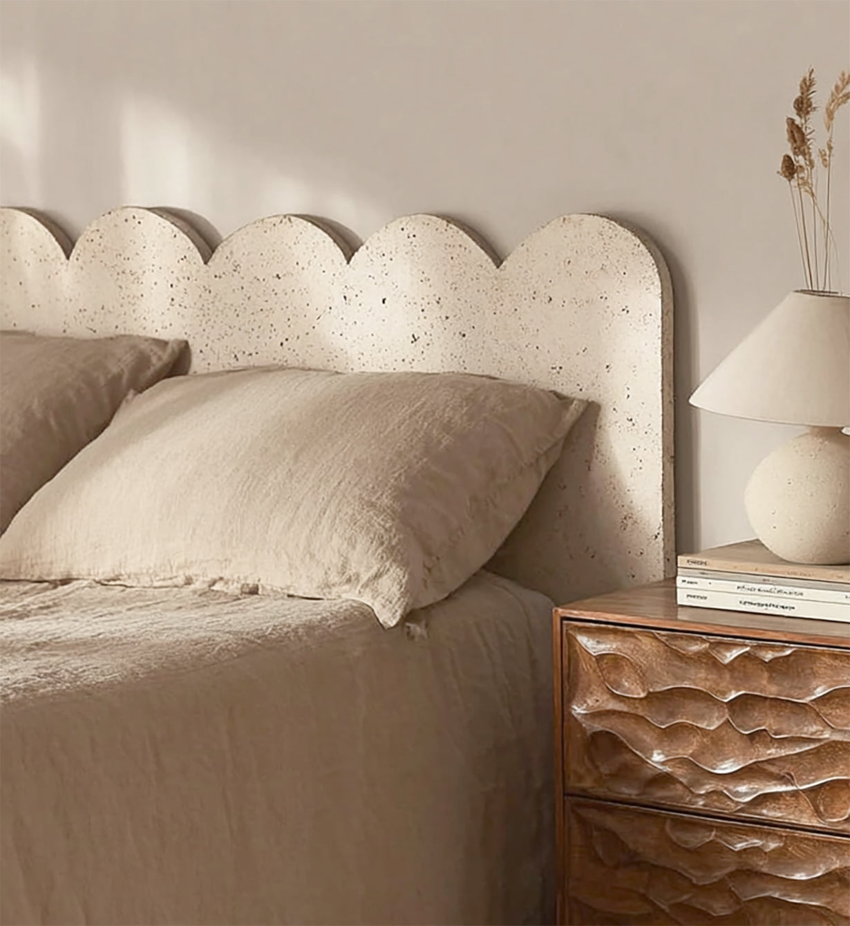 Handcrafted Solid Wood Nightstand – Modern Carved Bedside Table