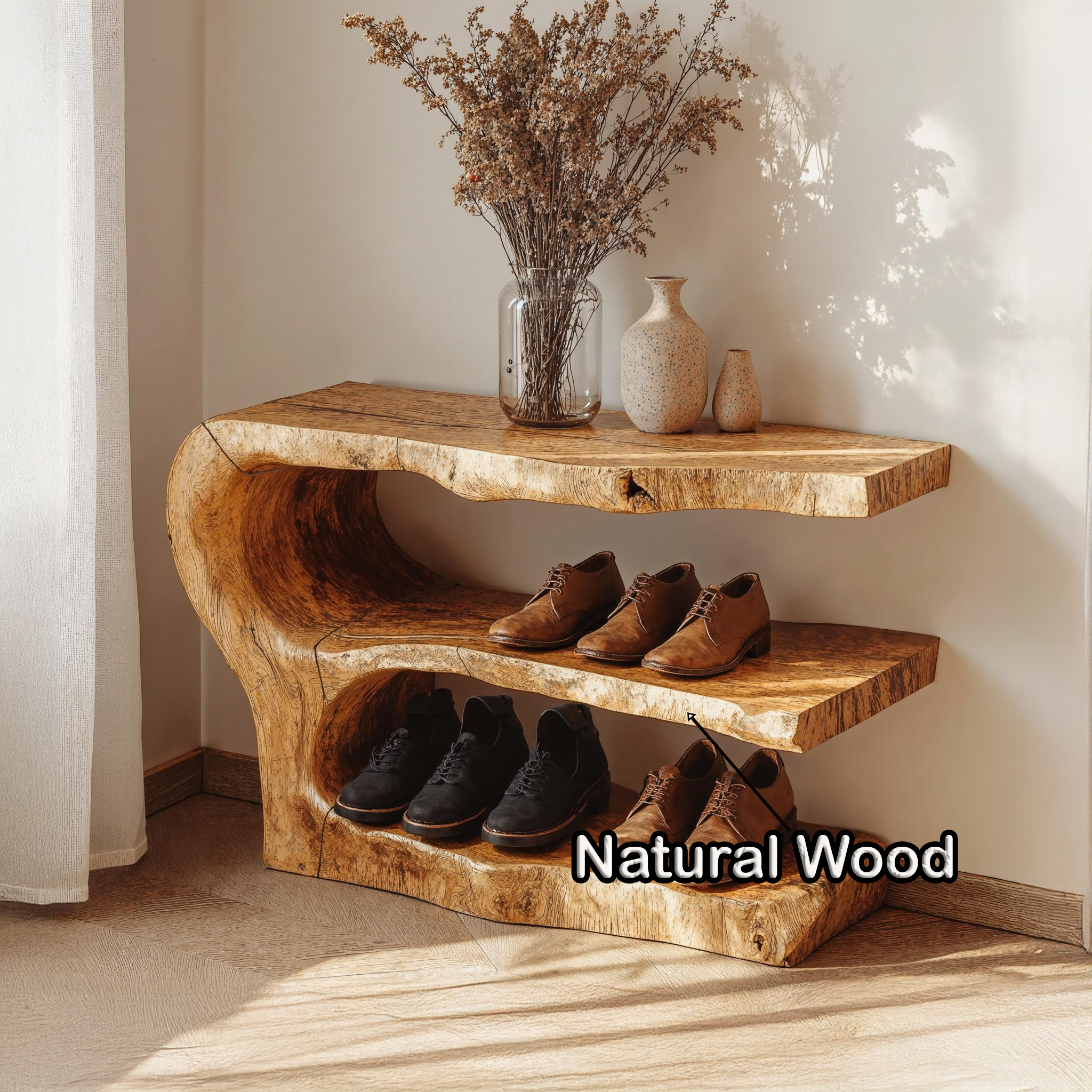 3-Tier Wooden Shoe Rack Bench For Organizing Shoes & Bags SILDTSHB020