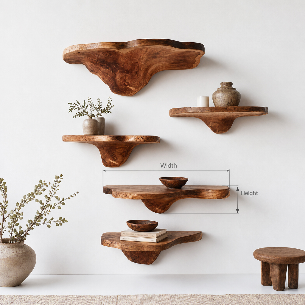 Staggered Mushroom Shelves: Layouts for 3, 4 & 5 Shelves
