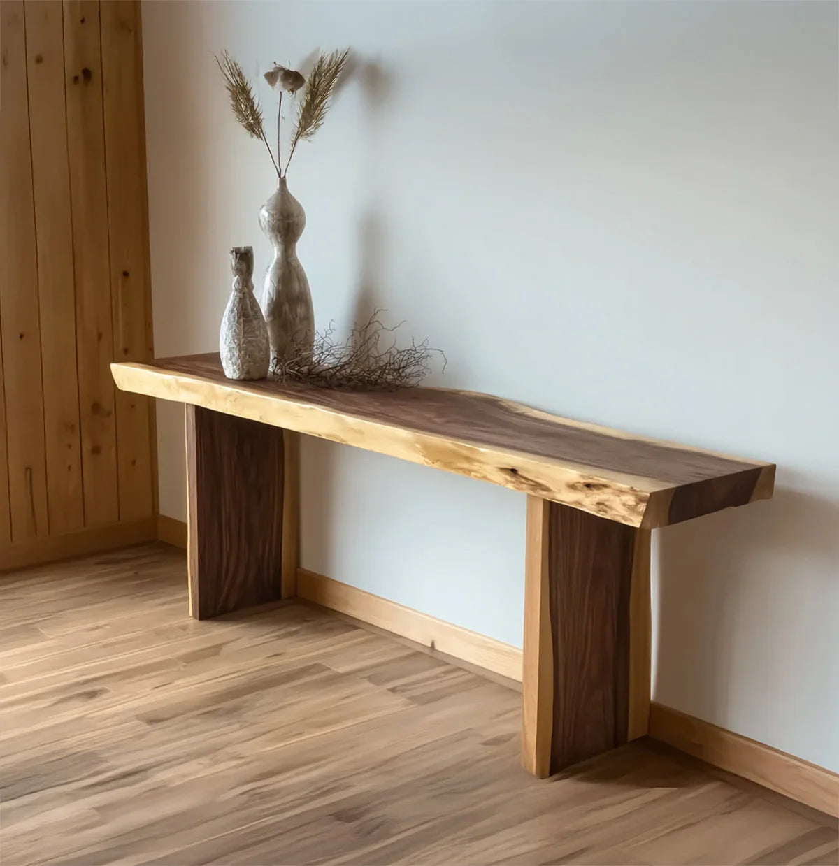 Entryway table with storage in a small hallway