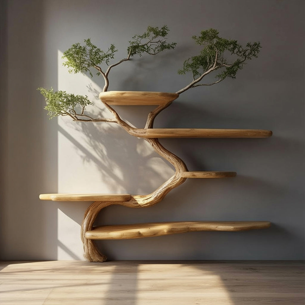 Handcrafted solid wood tree bookshelf by Ashdeco