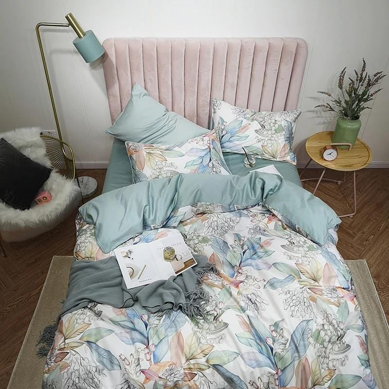 Green Floral Duvet Cover Set