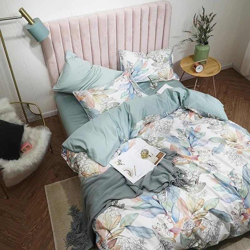 Green Floral Duvet Cover Set