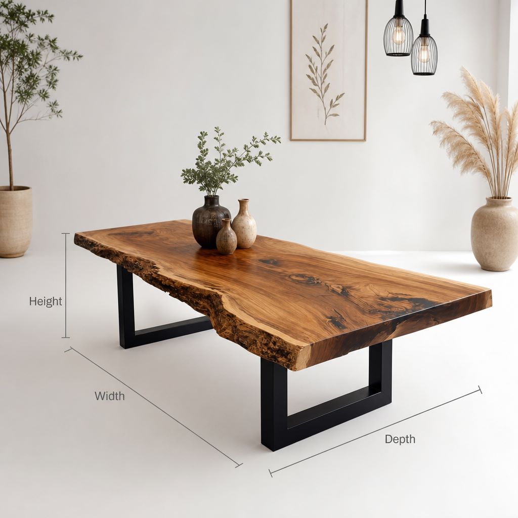 Live Edge Dining Table – Handmade Solid Wood Rustic Farmhouse Kitchen Table