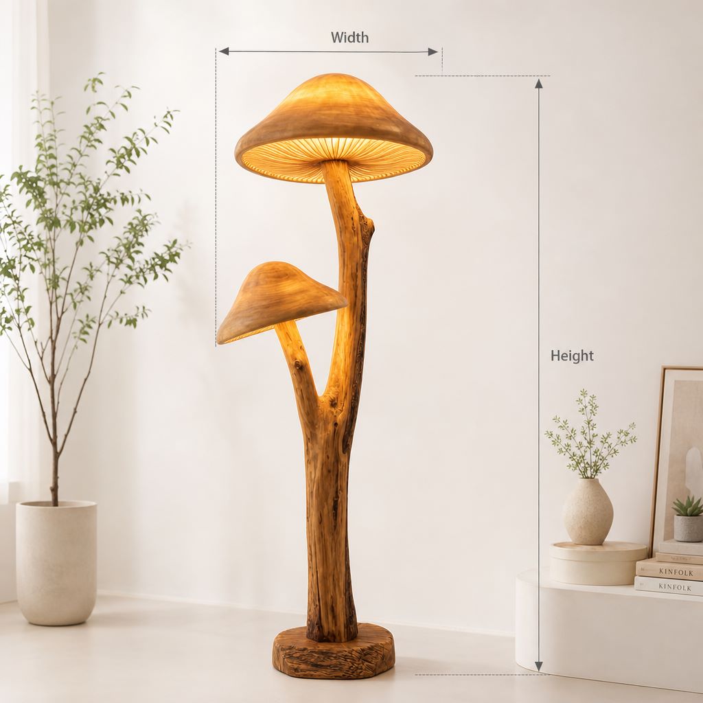 Dual Nursery Mushroom Floor Lamp | Two Gill Glow Caps | Child-Safe