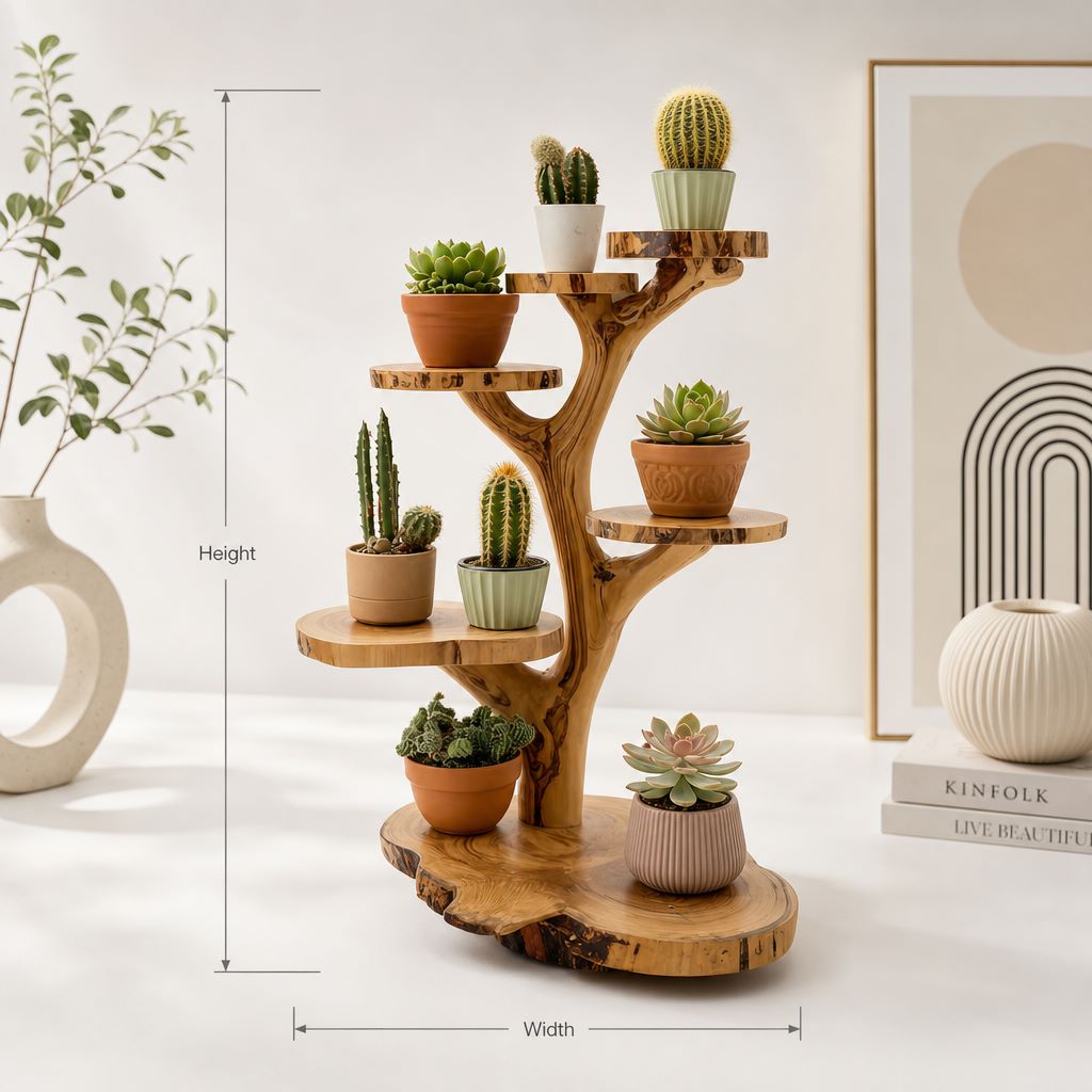 Handmade Wood Tree Stand - The Perfect Home for Your Mini Cacti and Su