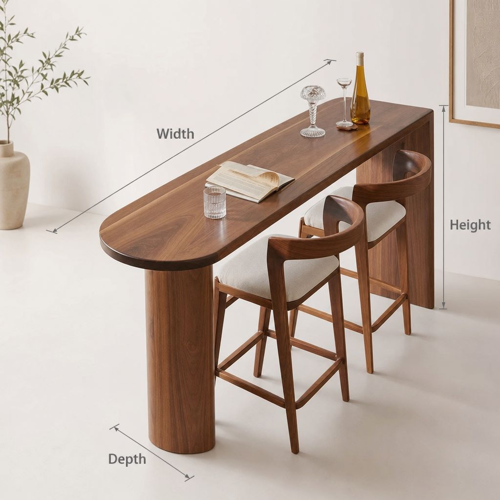 Handcrafted Solid Wood Sculptural Dining/Bar Table – Fluid Organic Design