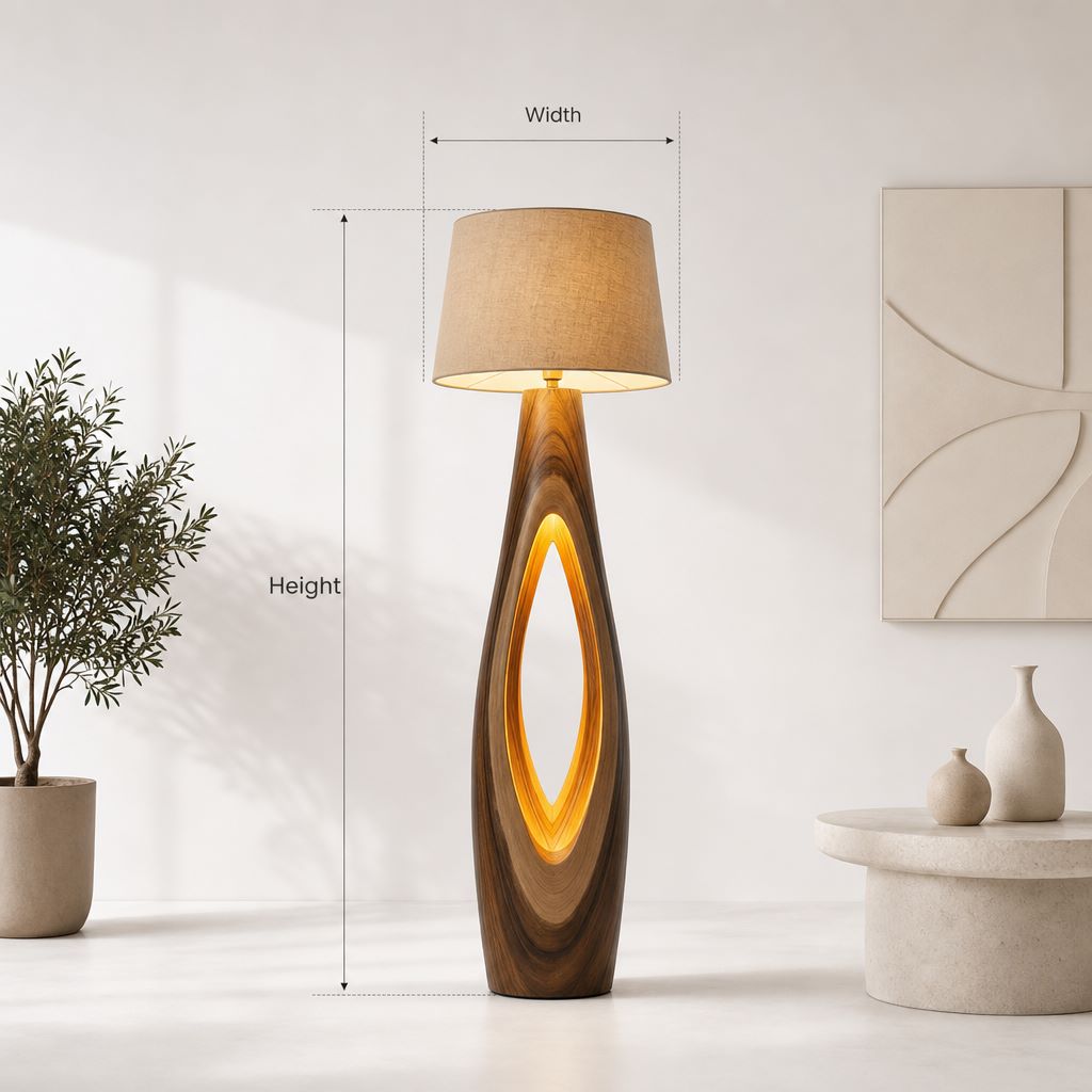 Vessel Wooden Floor Lamp - Driftwood Standing Light With Dual Openings & Inner Glow