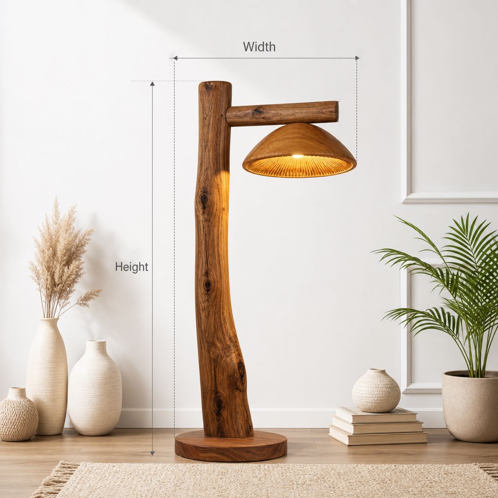 Crossbar Arm Mushroom Floor Lamp with Gill Glow Cap