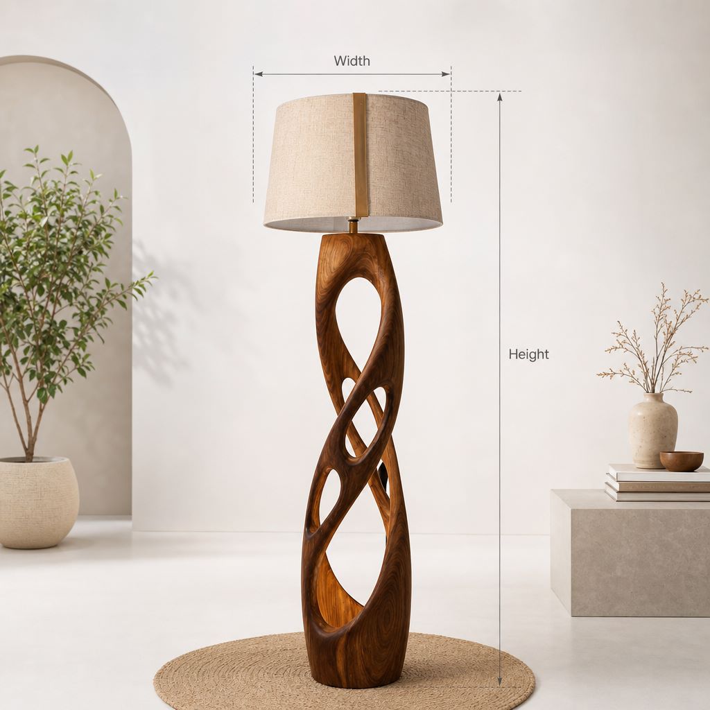 Sculpted Wooden Floor Lamp - Driftwood Standing Light With Inner Glow