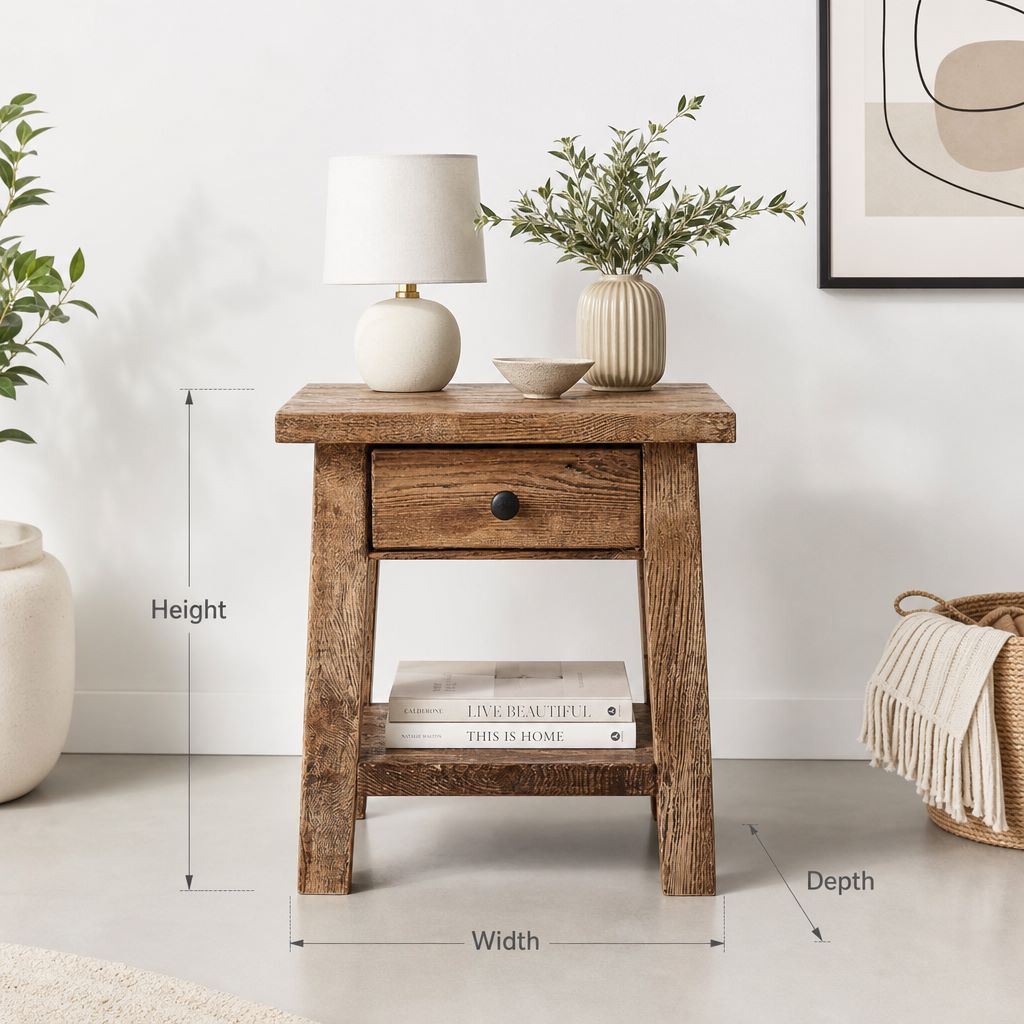Rustic Reclaimed Wood Nightstand with Drawer – Handmade Barnwood Table