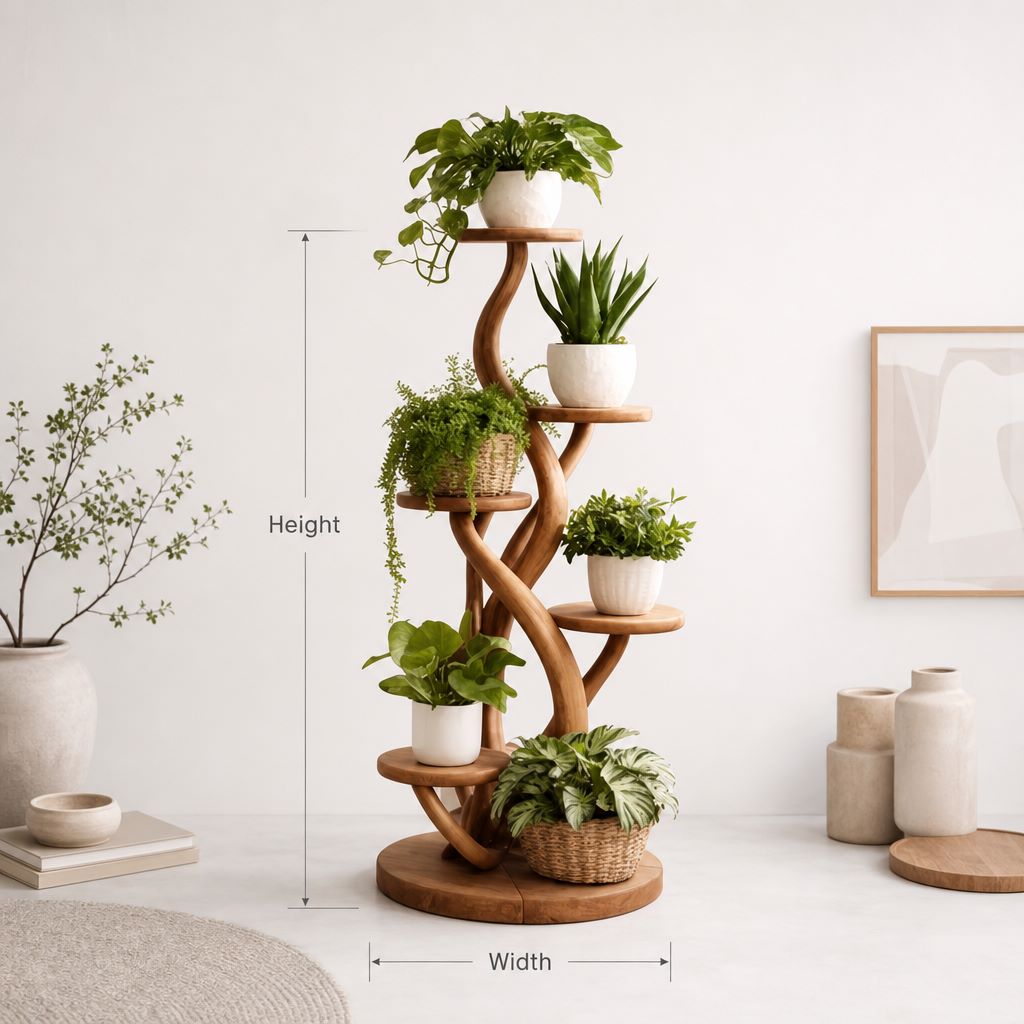 Handcrafted Spiral Tree Plant Stand