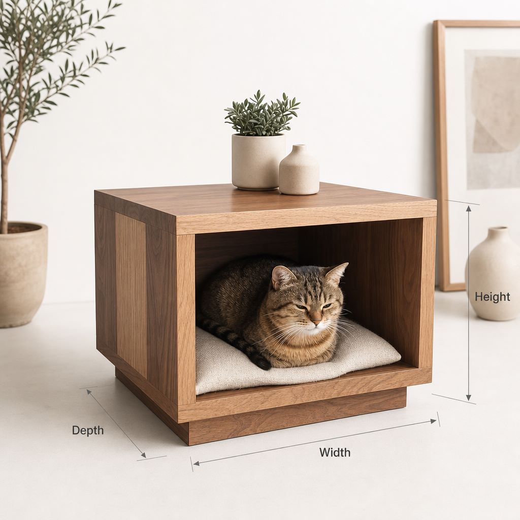 Modern Nightstand with Built-In Pet Bed – Hidden Cat House for Bedroom or Small Apartment