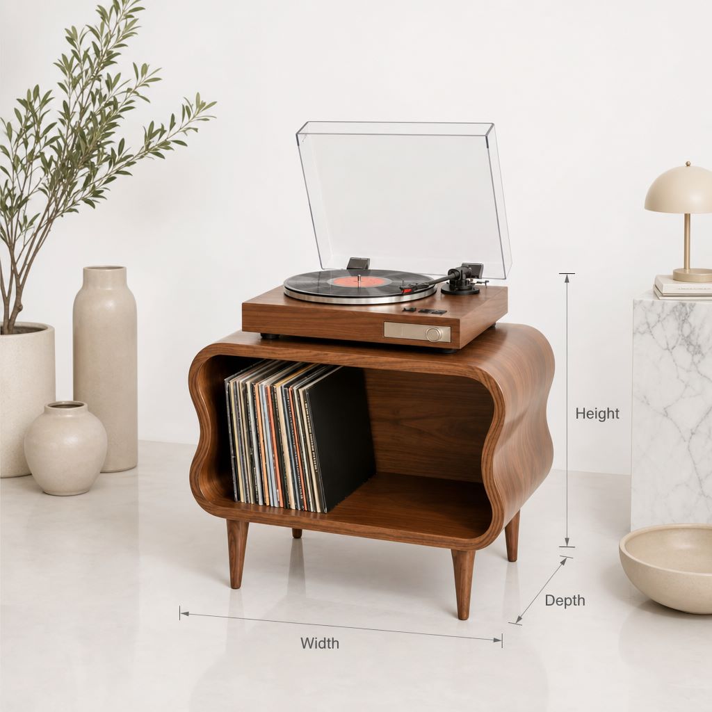Handcrafted Record Stand Artisan Living Room Decor