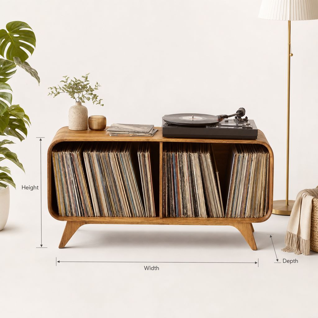 Handcrafted Natural Wood Record Player Stand – Custom Turntable Storage Cabinet