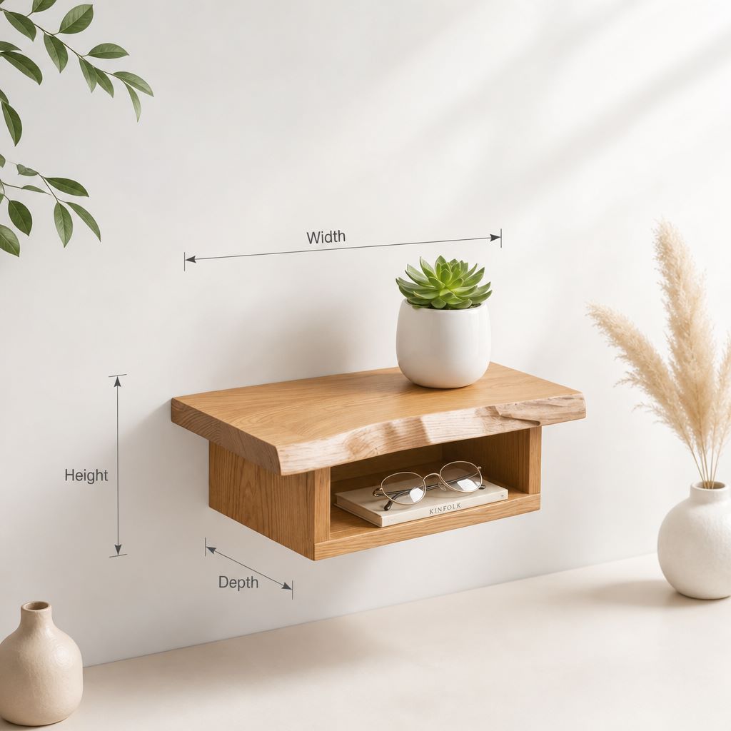 Handcrafted Solid Wood Nightstand – Elegant Design with Open Shelf