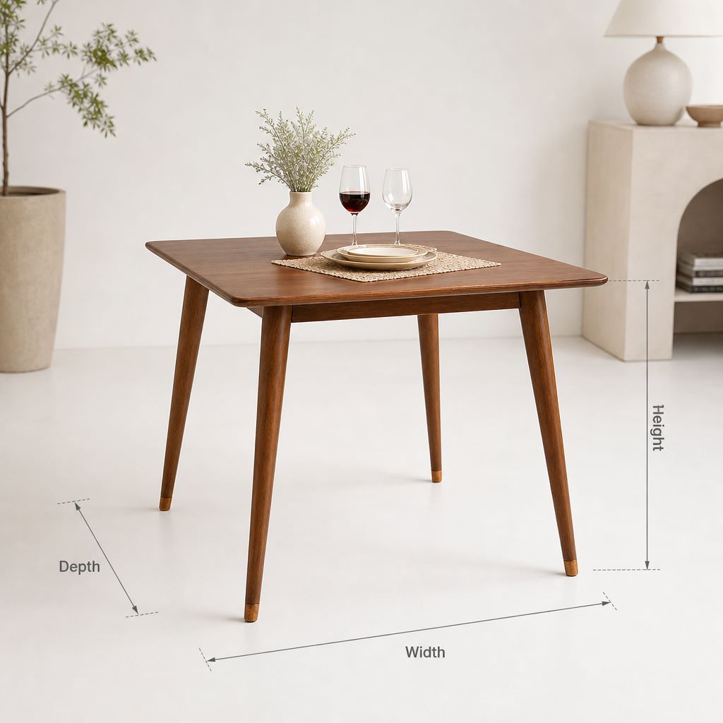 Small Space Square Dining Table – Dark Wood, 2–4 Person Table for Dining Room, Kitchen & Home Decor