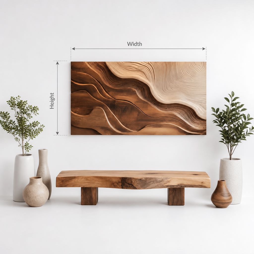 Handcrafted Solid Wood Carved Wall Art-Organic Wave Sculpture