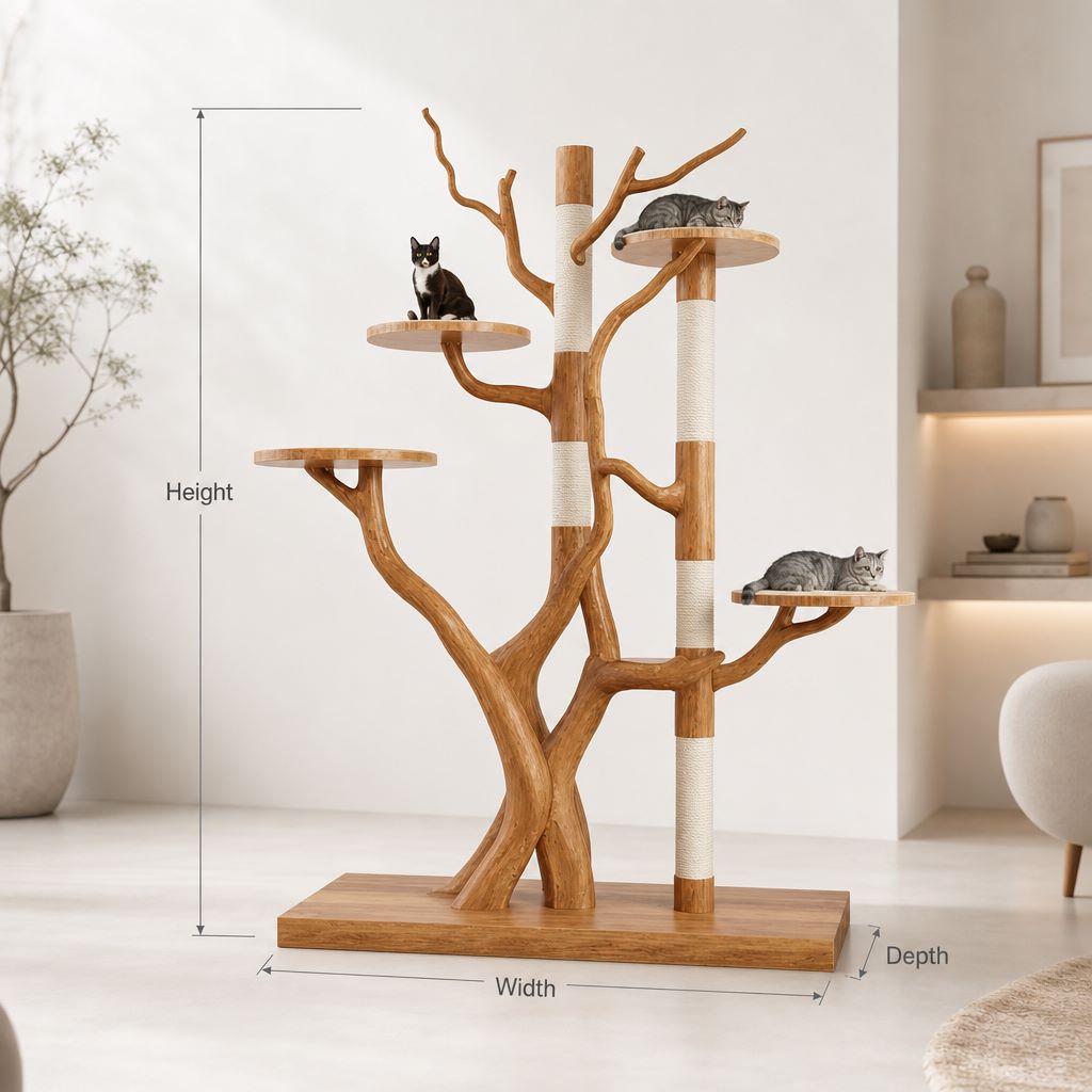 Rustic Tree Cat Tower Modern Living Room