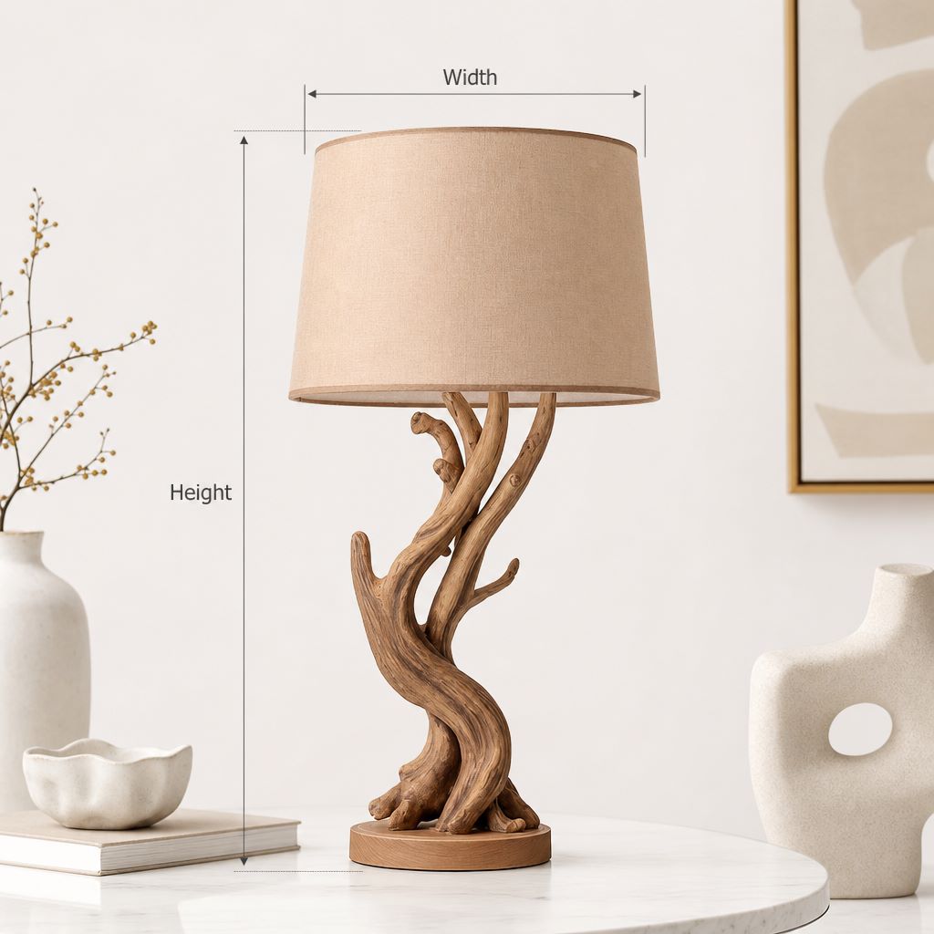 Handmade Pine Wood Tree Floor Lamp - Rustic Home Decor