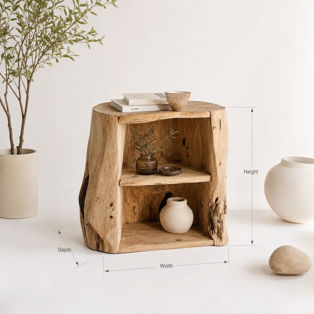 Handmade Nightstand with Drawer – Rustic Natural Wood Bedside Table