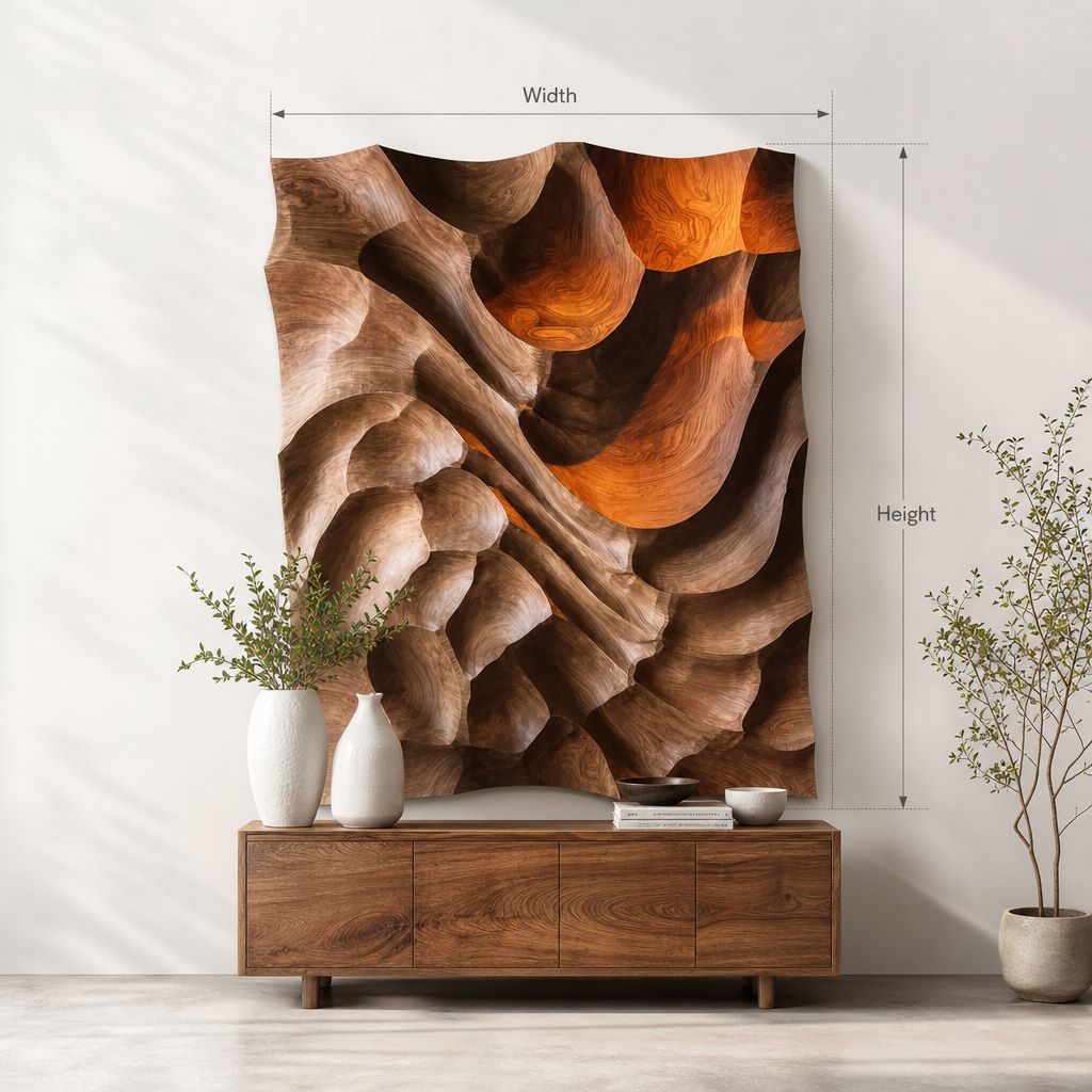 Ashdeco Wood Wall Art – Handmade Organic 3D Abstract Wave Panel